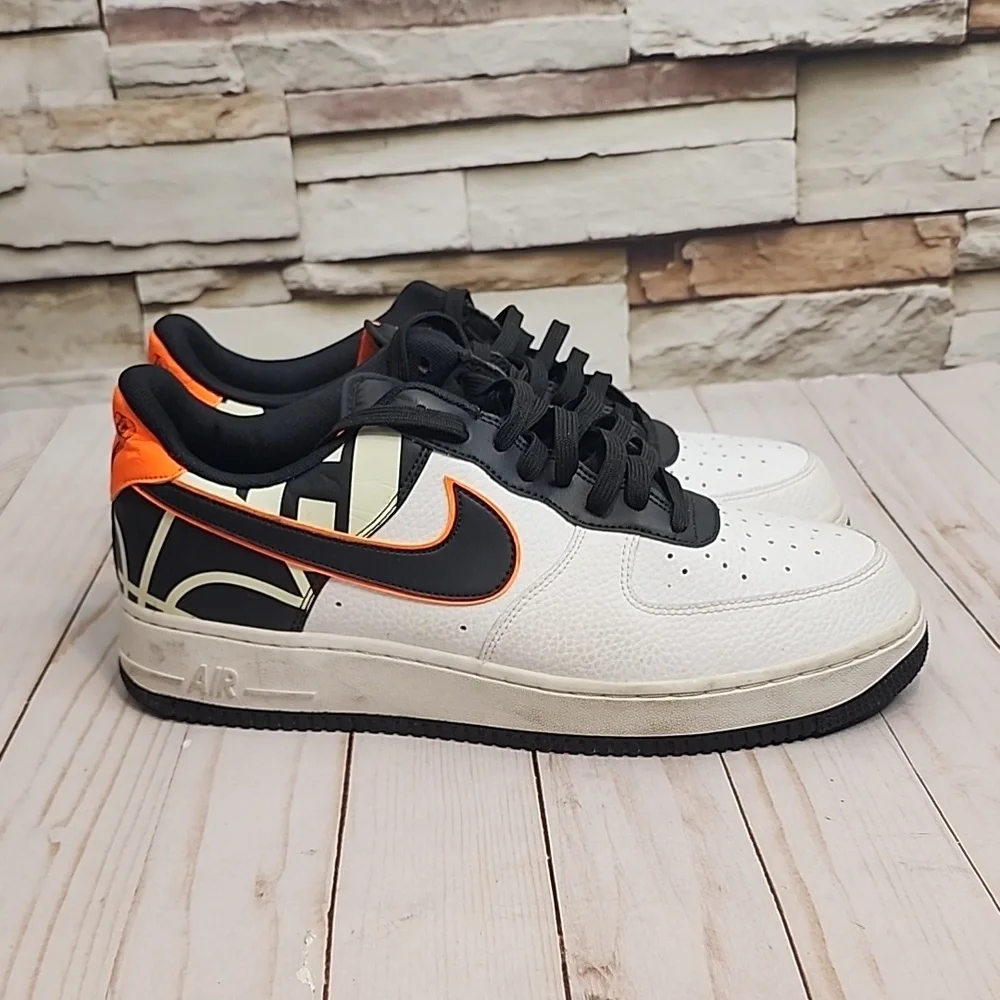 White Black and Orange Nike Air Force 1 - Picture 1 of 7